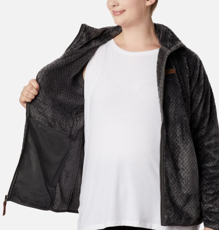 Women's Columbia Fireside II Plush Full Zip Fleece Jackets Black | Plus Size CA-C6C51